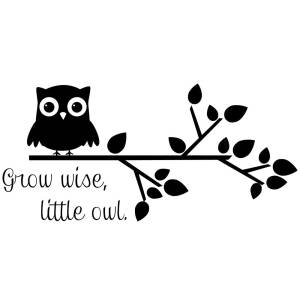 Lafinesse Wandsticker/Wandaufkleber Grow wise little Owl schwarz