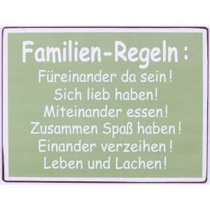 Lafinesse Metallschild "Familien-Regeln" 35 x 26,5 cm