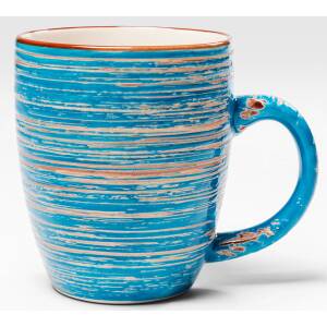 Kare Tasse mit Henkel Swirl blau handgemacht