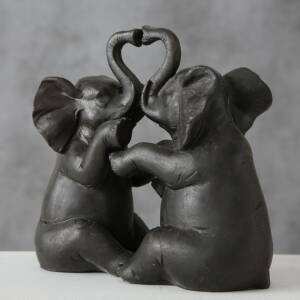 Bloominghome Deko Figur Elefantenpaar dunkelbraun H15 cm