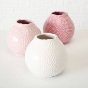 Bloominghome Vase rosa/weiß H 13 cm