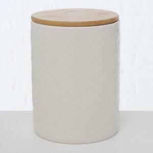 Bloominghome Vorratsdose mit Holzdeckel Porzellan weiß 19 cm