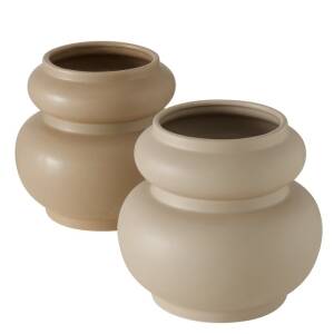 Bloominghome Vase Keramik beige/ hellbraun matt H16 cm