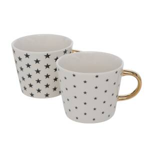 Bloominghome Tasse mit Henkel Sterne schwarz/weiß/gold 