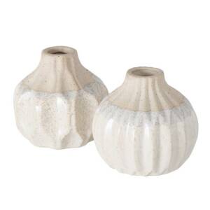Bloominghome Vase Steingut Beige/ Cremeweiß Höhe 9 cm