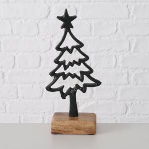 Bloominghome Dekoaufsteller Weihnachtsbaum Stern Holz Eisen schwarz Höhe 21 cm