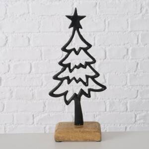 Bloominghome Dekoaufsteller Weihnachtsbaum Stern Holz Eisen schwarz Höhe 27 cm