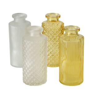 Bloominghome Vase 4er-Set Glas Weiß/ Gelb 14 cm