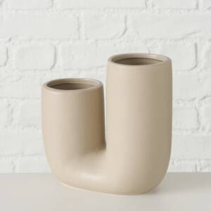 Bloominghome Vase Keramik Beige matt Höhe 17 cm Design 2