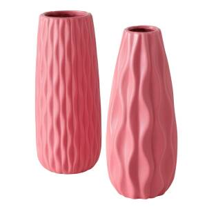 Bloominghome Vase 2er-Set Rosa matt Keramik Höhe 24 cm