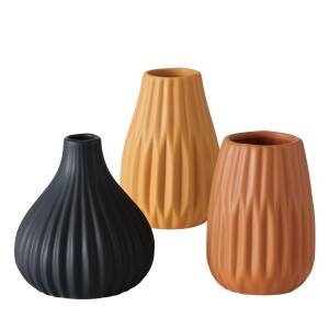 Bloominghome Vase 3er-Set Keramik Braun/ Schwarz/ Rotbraun Höhe 14 cm