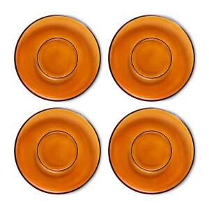 HK living 70´s Glas-Untertassen 4er-Set amber brown