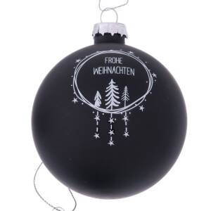 Bloominghome Weihnachtskugel Oslo D8 cm Frohe Weihnachten schwarz